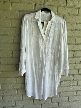 4OurDreamers White Linen Button-Up Tunic Sz S NWT
